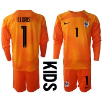 Camisa de Futebol França Hugo Lloris #1 Goleiro Equipamento Principal Infantil Mundo 2022 Manga Comprida (+ Calças curtas)